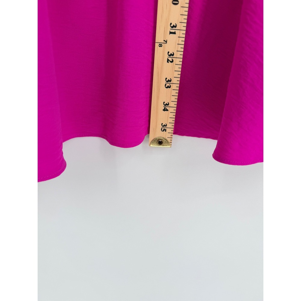 DKNY Dress 6 Raspberry Pink Flutter Sleeve Flounce Hem Barbiecore Party Dress - Picture 8 of 9